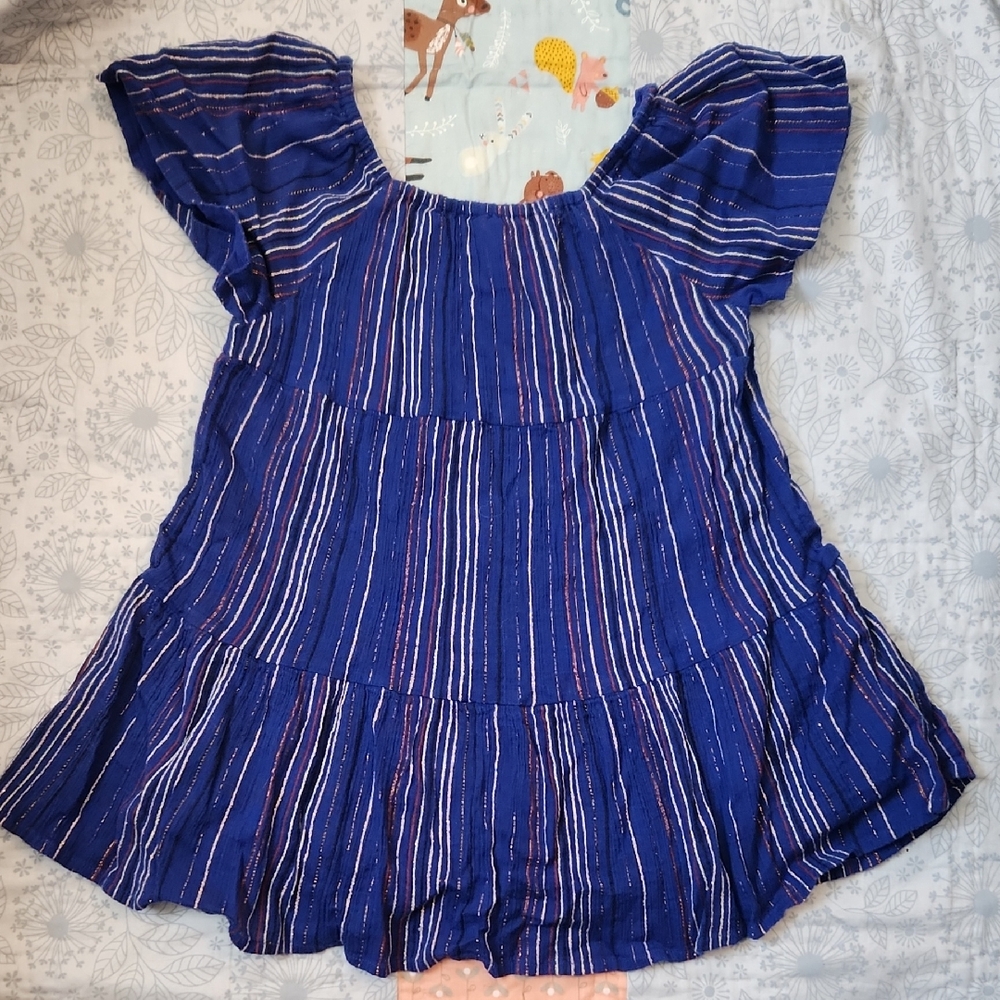 GAP Kids Navy Sparkling Striped Dress